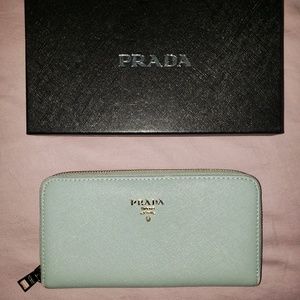 PRADA Wallet Women's Lake Blue With Box - Used